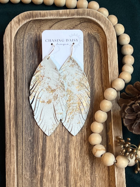 XL White & Gold Feathers