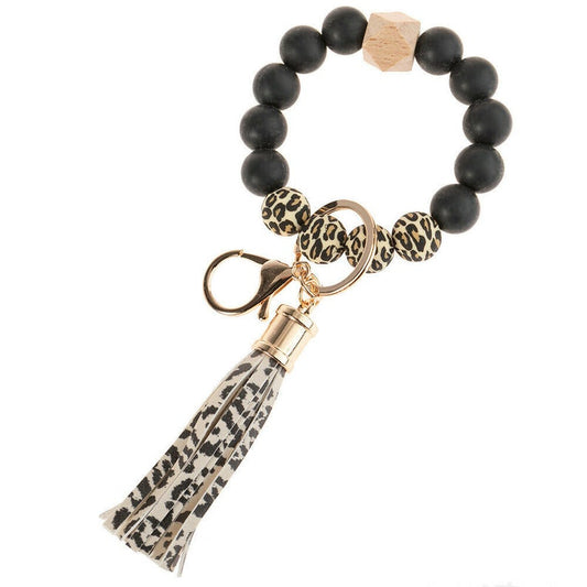 Leopard Bead Wristlet Keychain