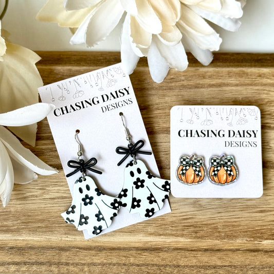 Bow Ghosts & Pumpkin Studs